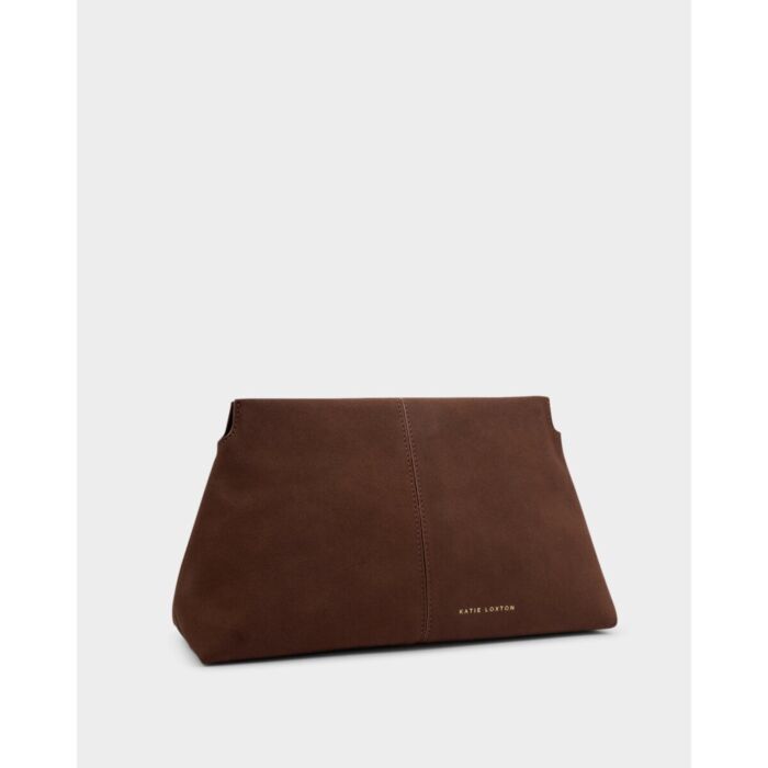 Katie Loxton Laila Suedette Clutch - Chocolate